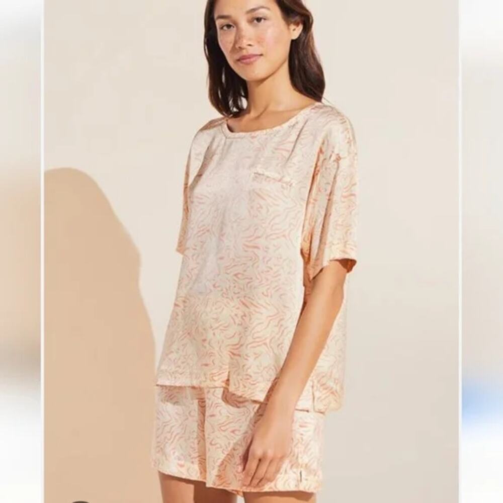 Eberjey Cream and Pink Pajama Set